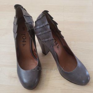 No. 704 b ESTHER GREY LEATHER PUMP HEEL shoes SIZE 7 /37